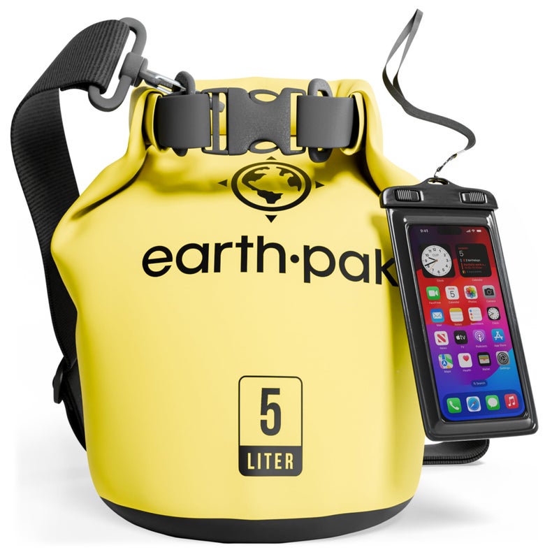 Earth Pak حقيبة ظهر مقاومة للماء من إيرث باك - حقيبة ظهر قابلة للطي مقاومة للماء تحافظ على جفاف معدات الكاياك مع حافظة هاتف مقاومة للماء - Image 1